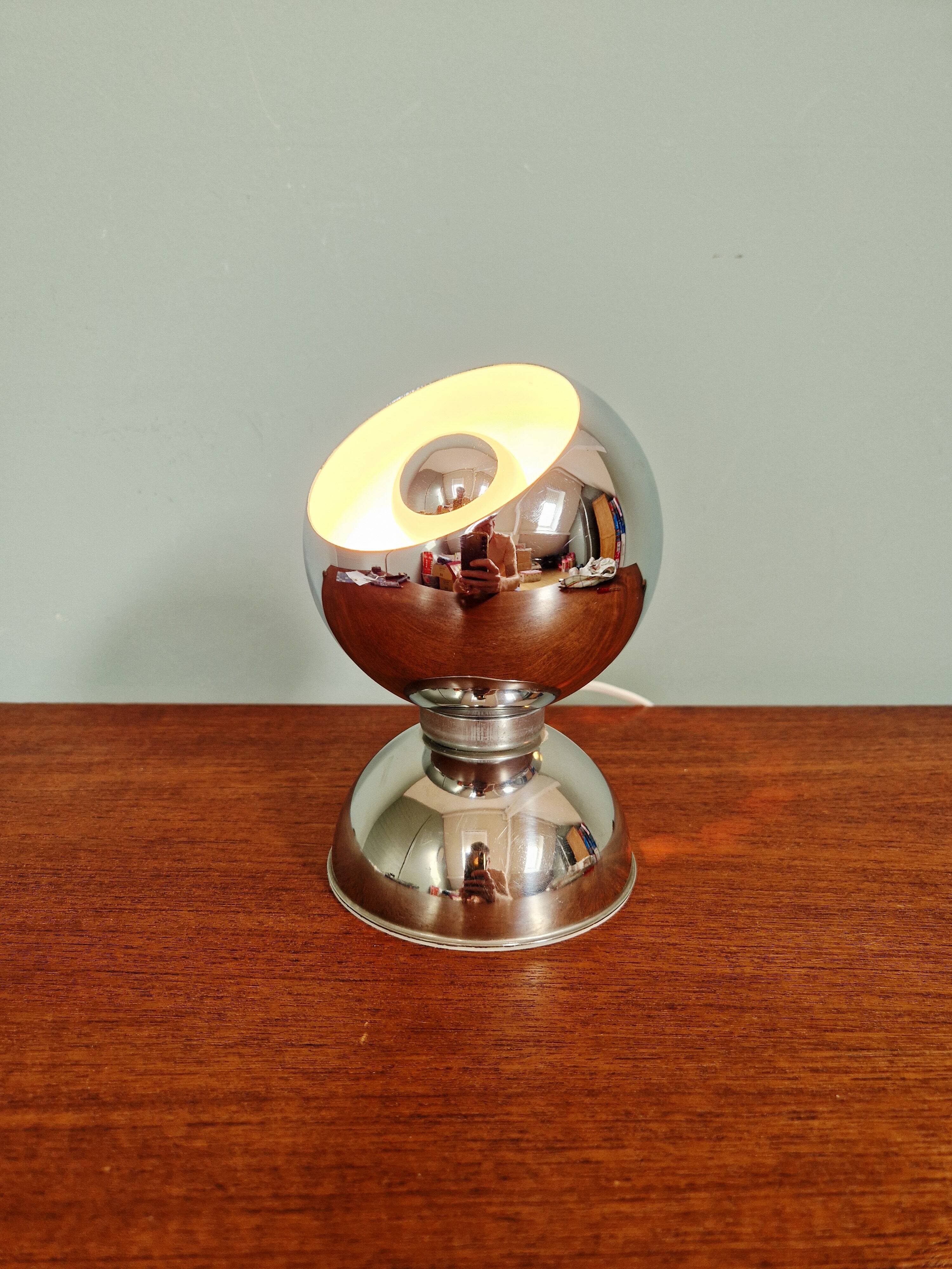 Chrome metal Eyeball lamp, Goffredo Reggiani, 1970