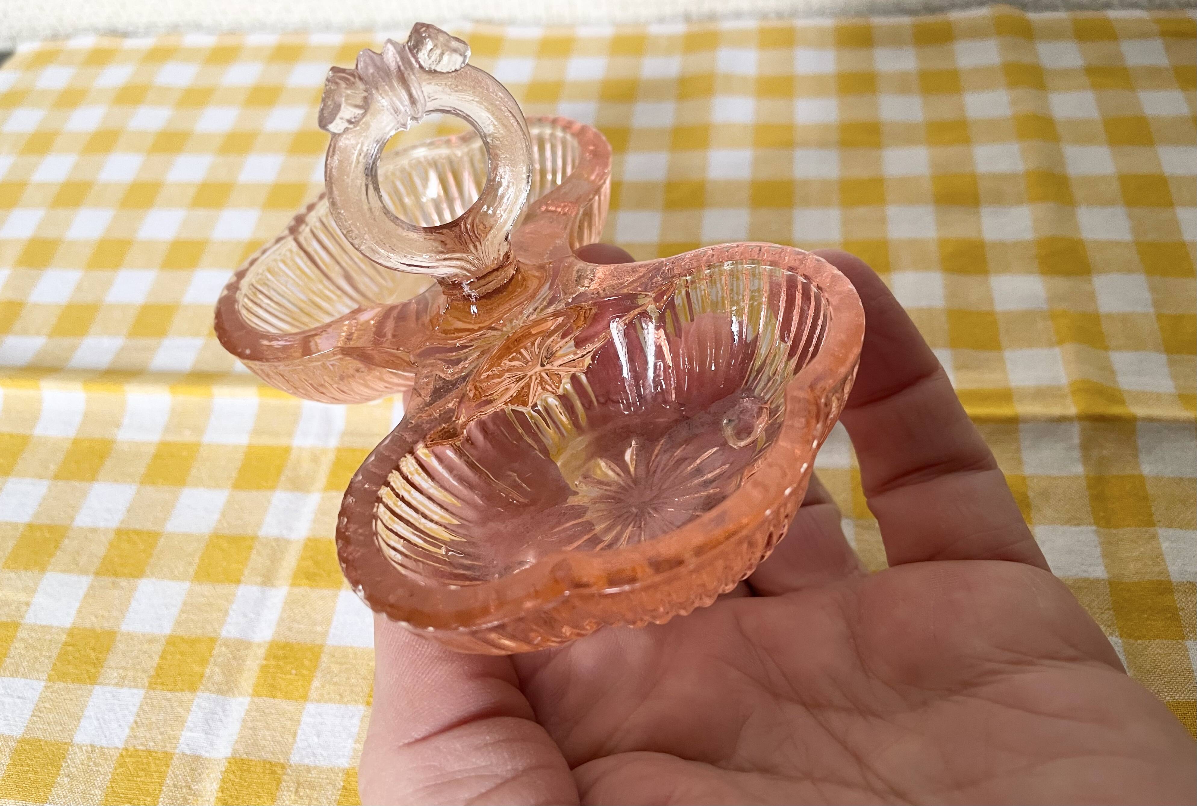 Pink molded double glass salt shaker