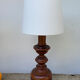 Vintage turned wooden lamp and white lampshade