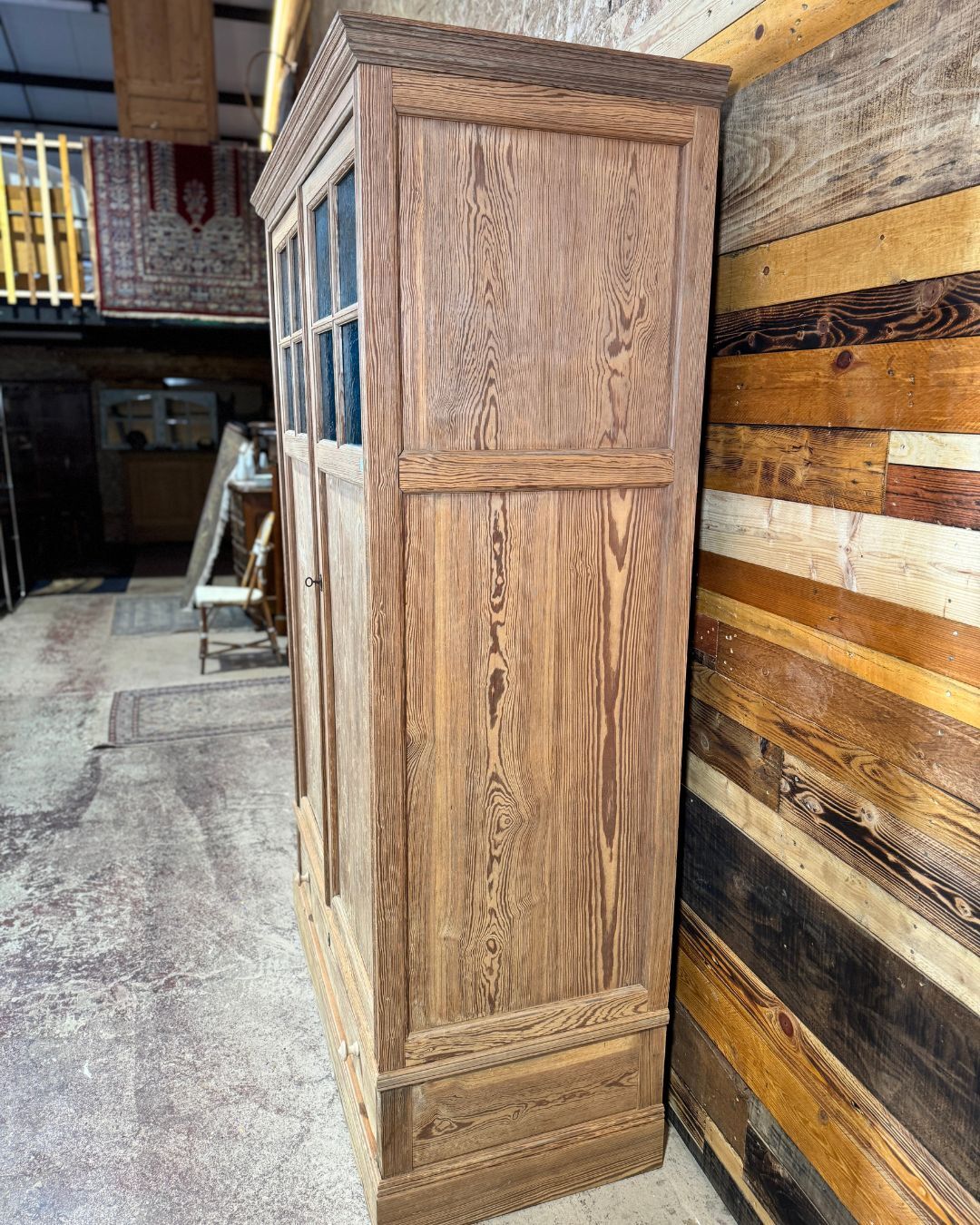 Antique wardrobe in solid pitch pine