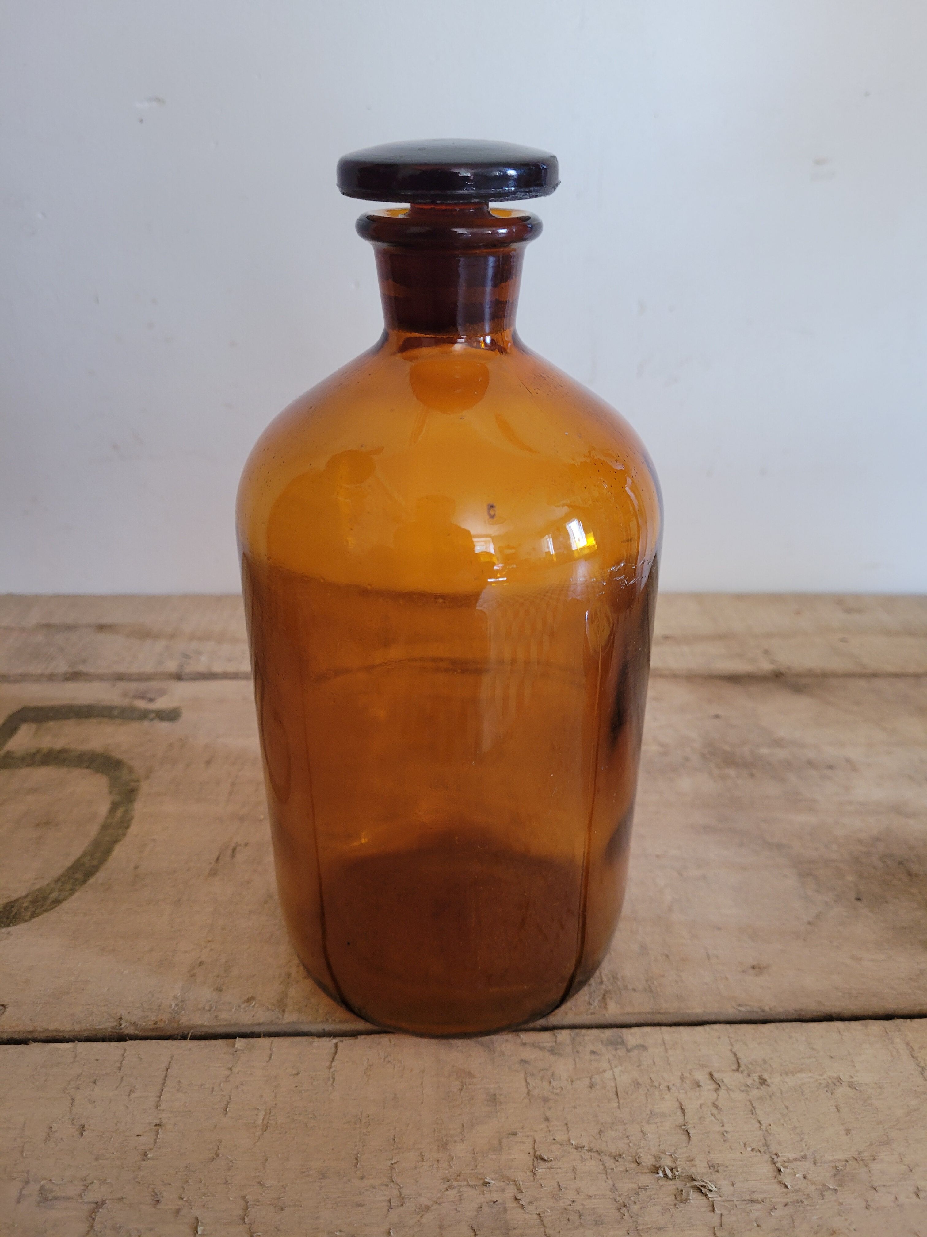 Amber glass apothecary bottle