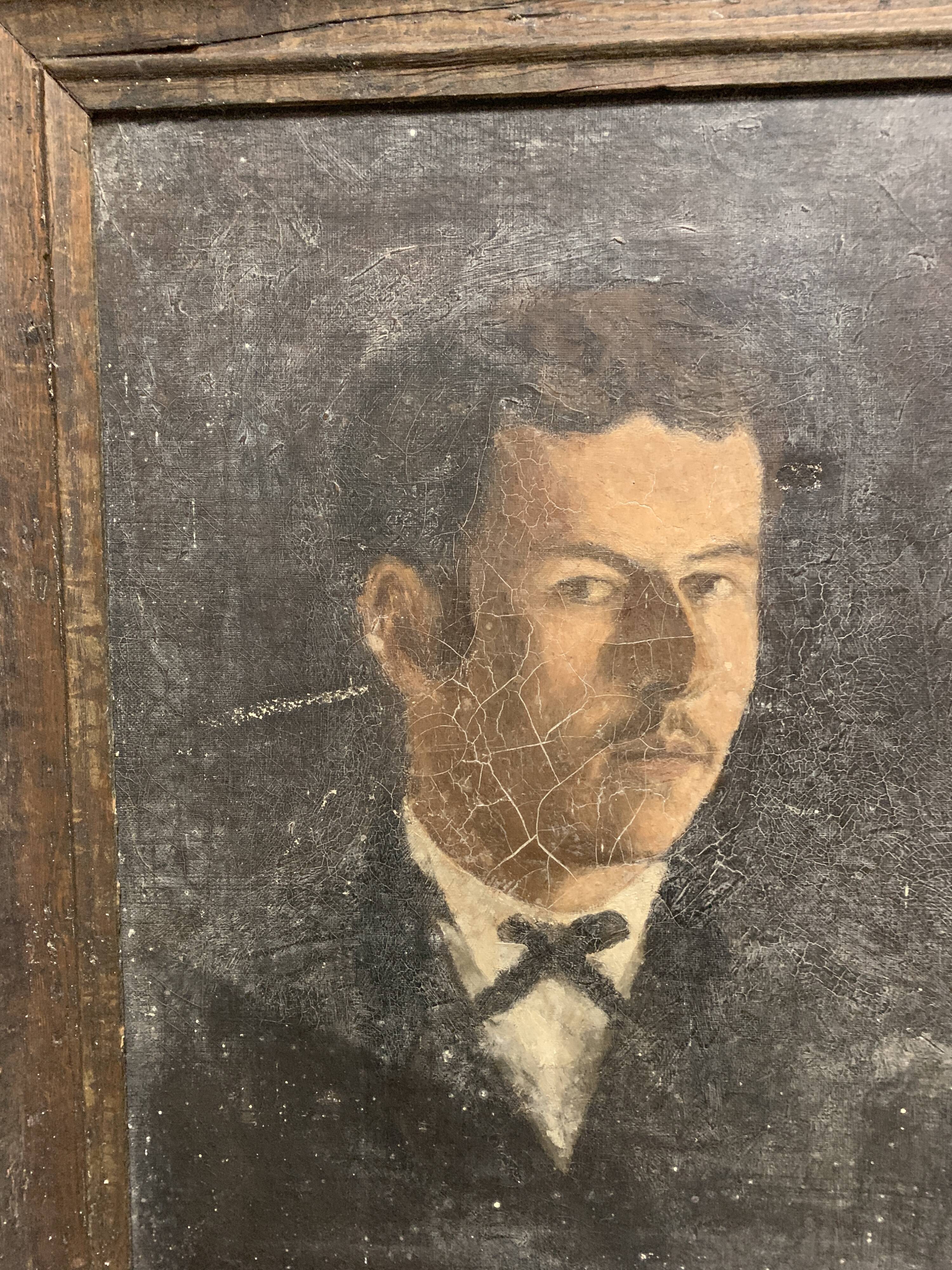 Old portrait of a man 50 x 41 XIX