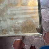 Brass coffee table with shaded lacquer top