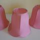 Lasuffed white metal suspension - 3 pink lampshades