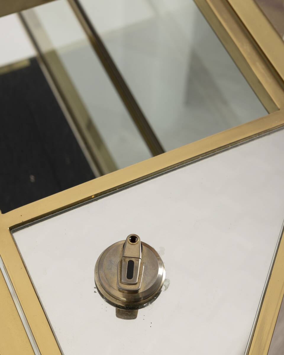 Vintage 60's table in golden brass and crystal italian design