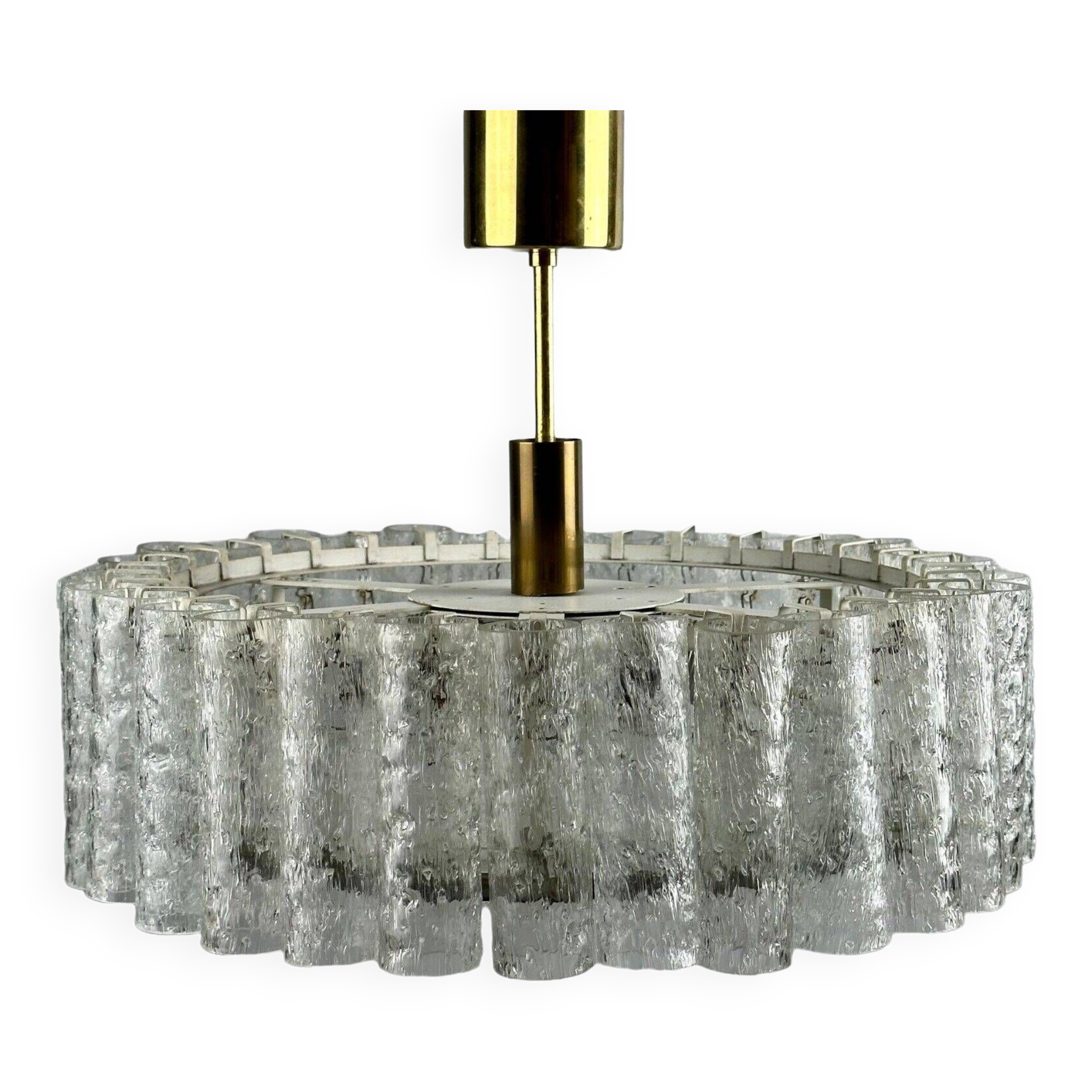 60s 70s chandelier ceiling lamp Doria Leuchten Germany Ice glass design