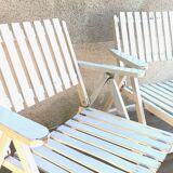 Pair of vintage wooden garden armchairs by r.gleizes