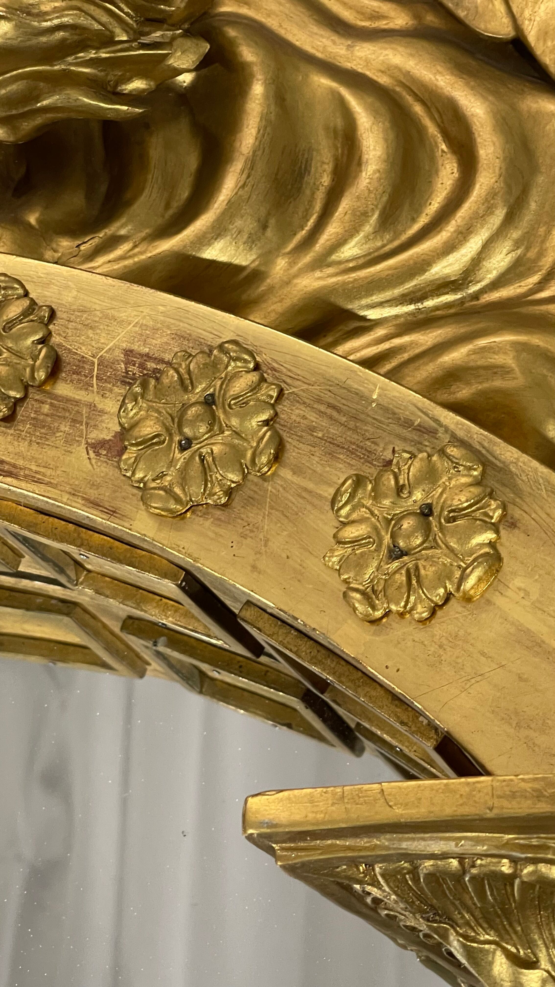 Mirror 212x101 cm empire era early nineteenth, gilding with gold leaf very good condition