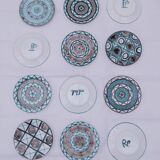 Service of 12 plates by Robert PICAULT in Vallauris ceramic, 1960