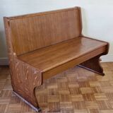 Vintage oak bench with storage box, two seats, 104 cm