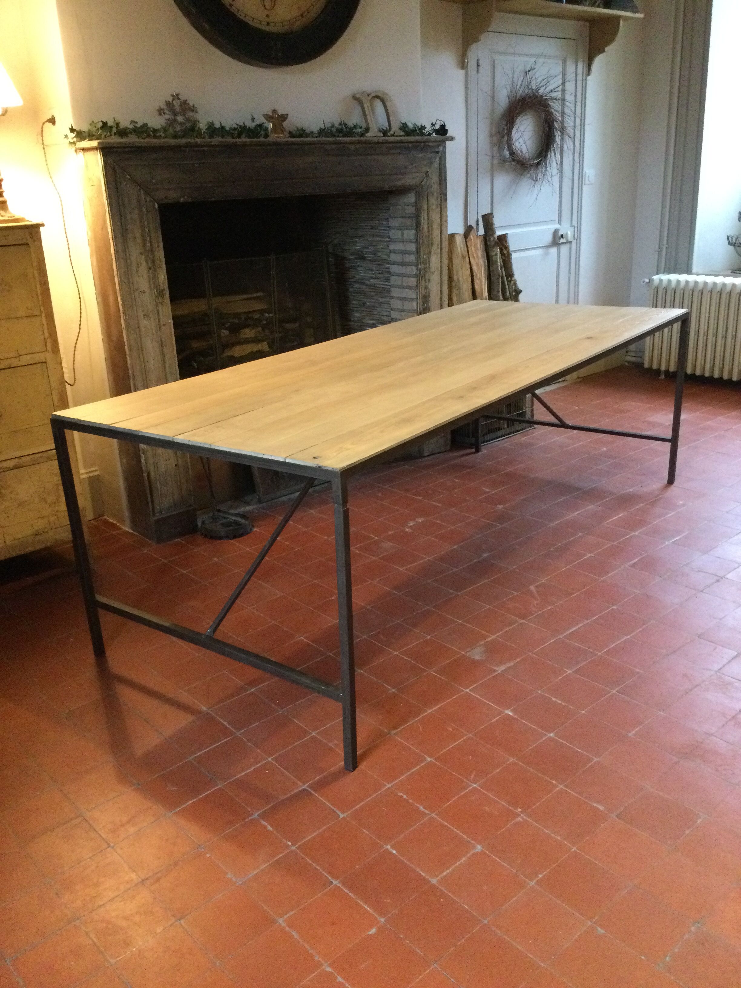 Wood and iron dining table
