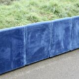 Modular sofa with 5 blue velvet armchairs, circa 1980