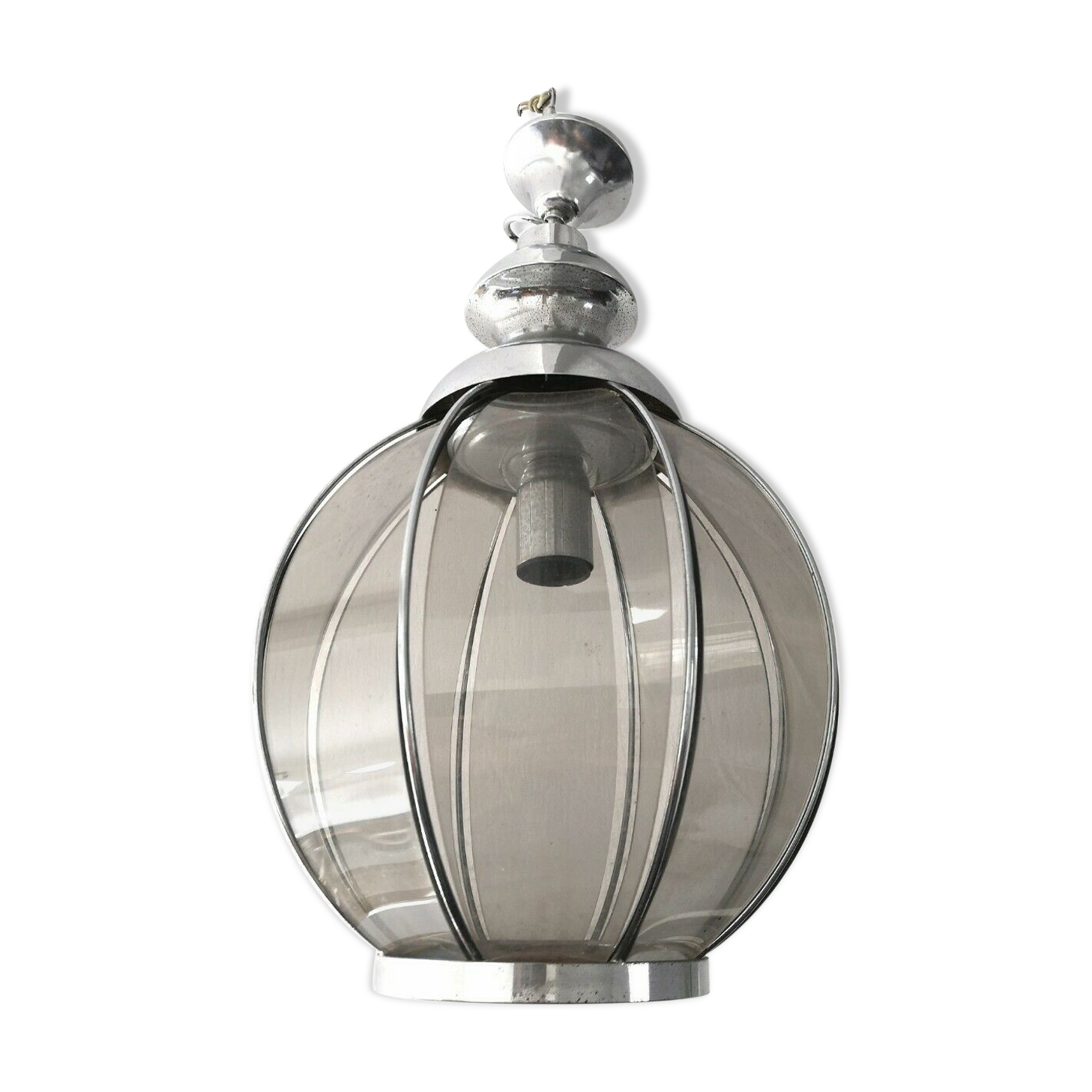 Suspension smoked glass and design 70s