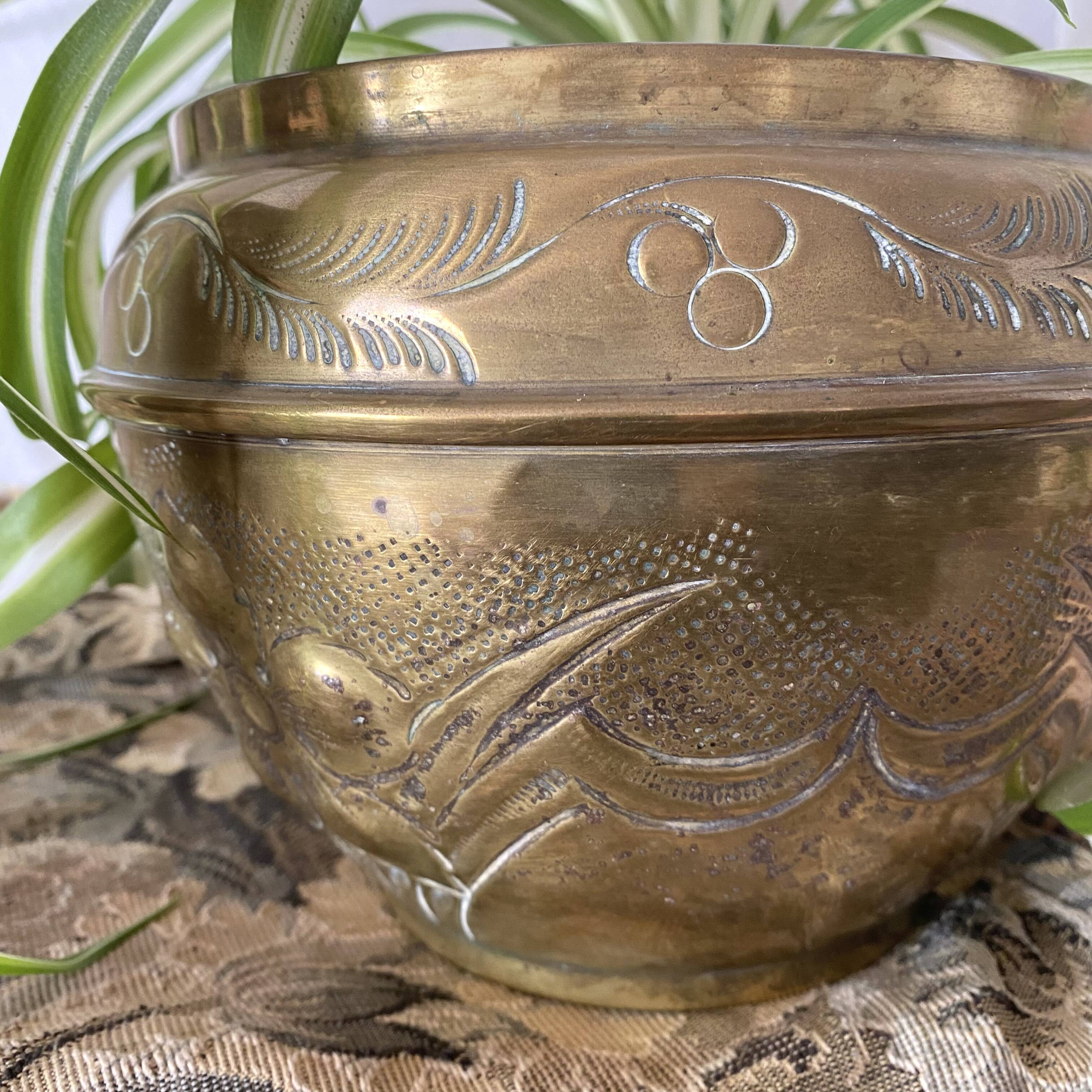 Gilded brass flowerpot