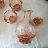11 pink glasses and carafe