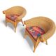 2 x rattan  arm chairs 1980s with original upholstery