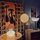 Lampe de Sol XL ou à poser Opaline, double éclairages Seventies