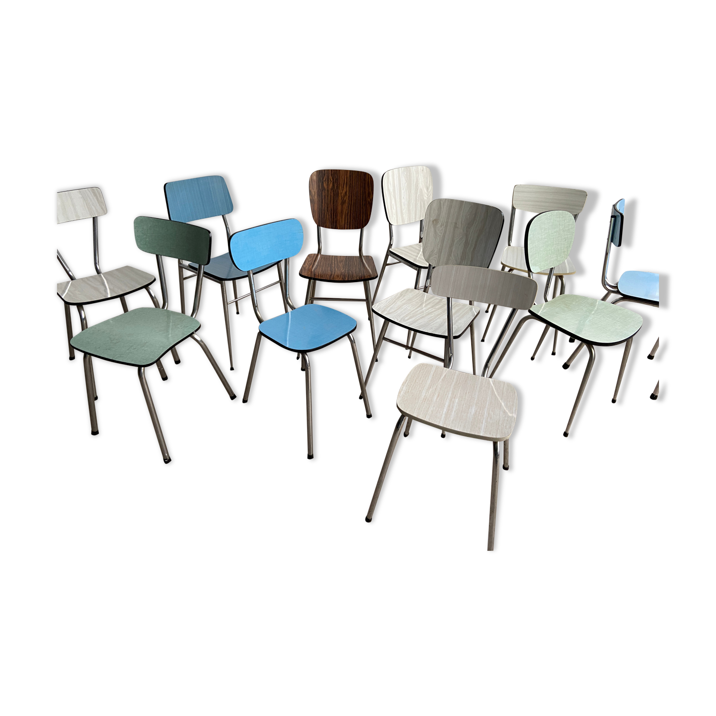 11 vintage Formica chairs