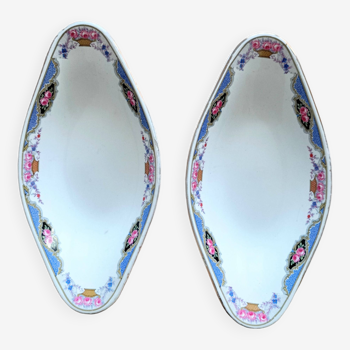 2 vintage Digoin Sarreguemines porcelain bowls with floral pattern