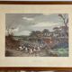Gravure anglaise de chasse à courre et chien de chasse