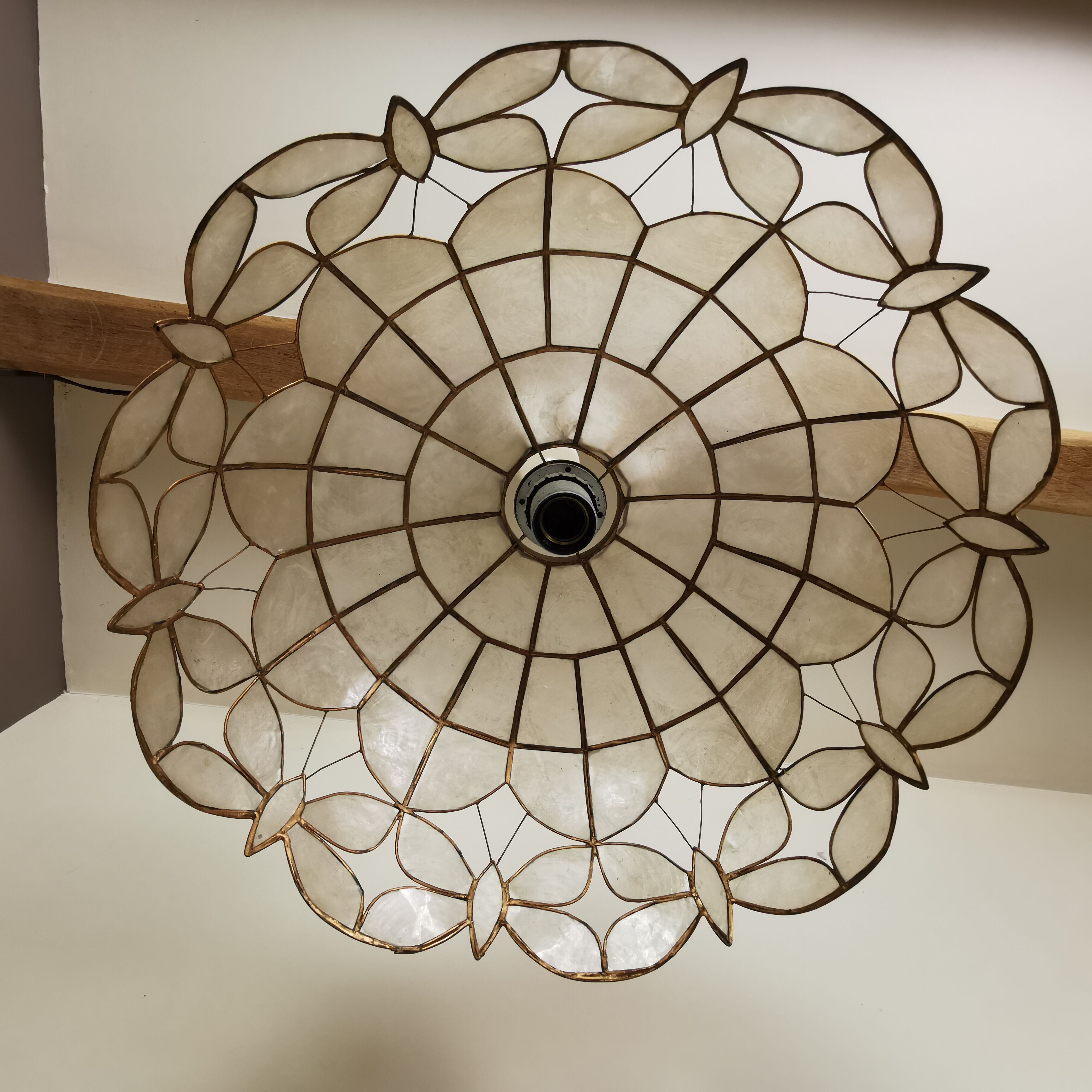 Mother-of-pearl "butterfly" hanging lamp