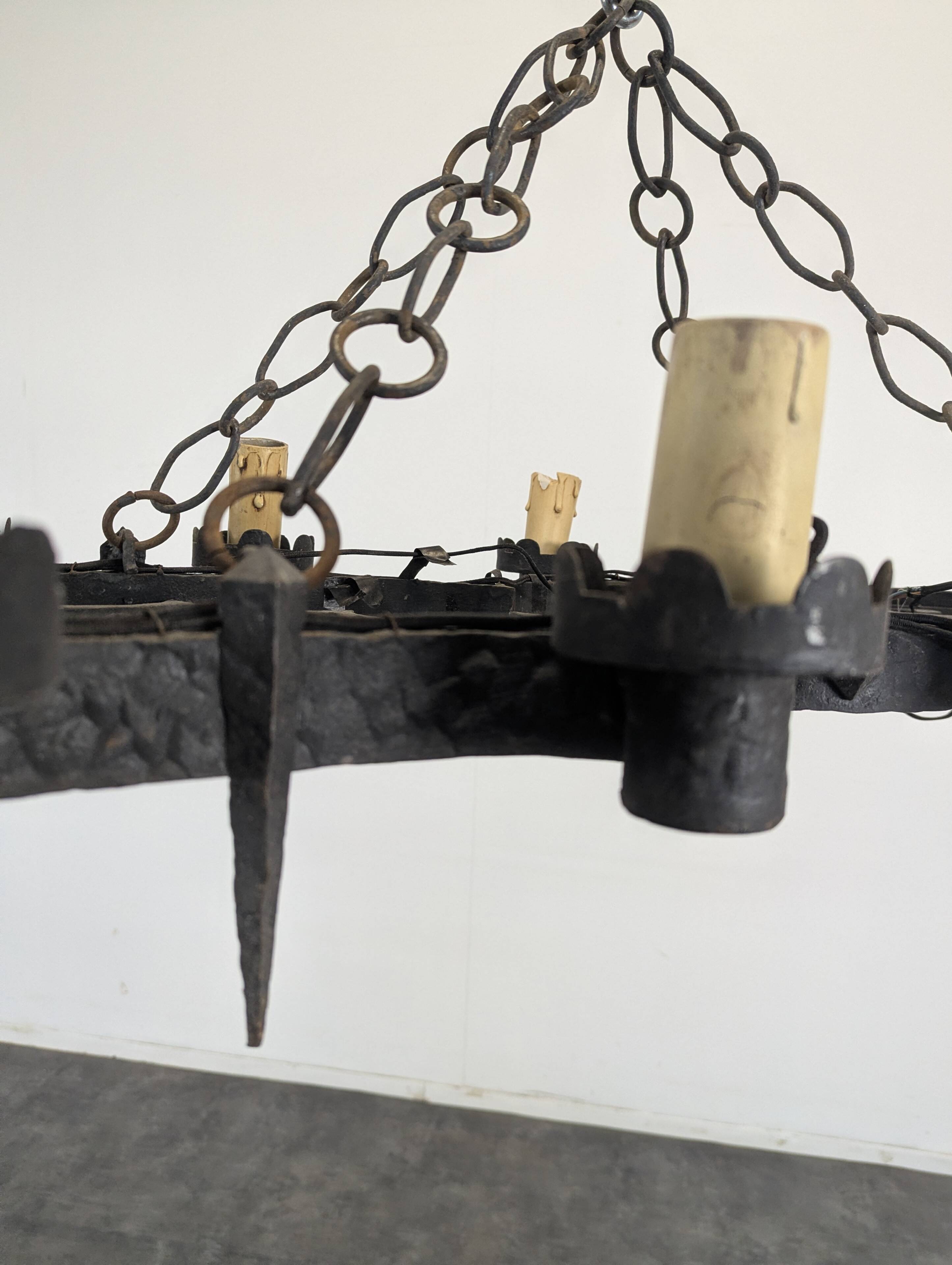 Renaissance style wrought iron chandelier