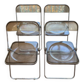 Lot of vintage taupe Plia chairs, Anomina Castelli 1970, Italy.