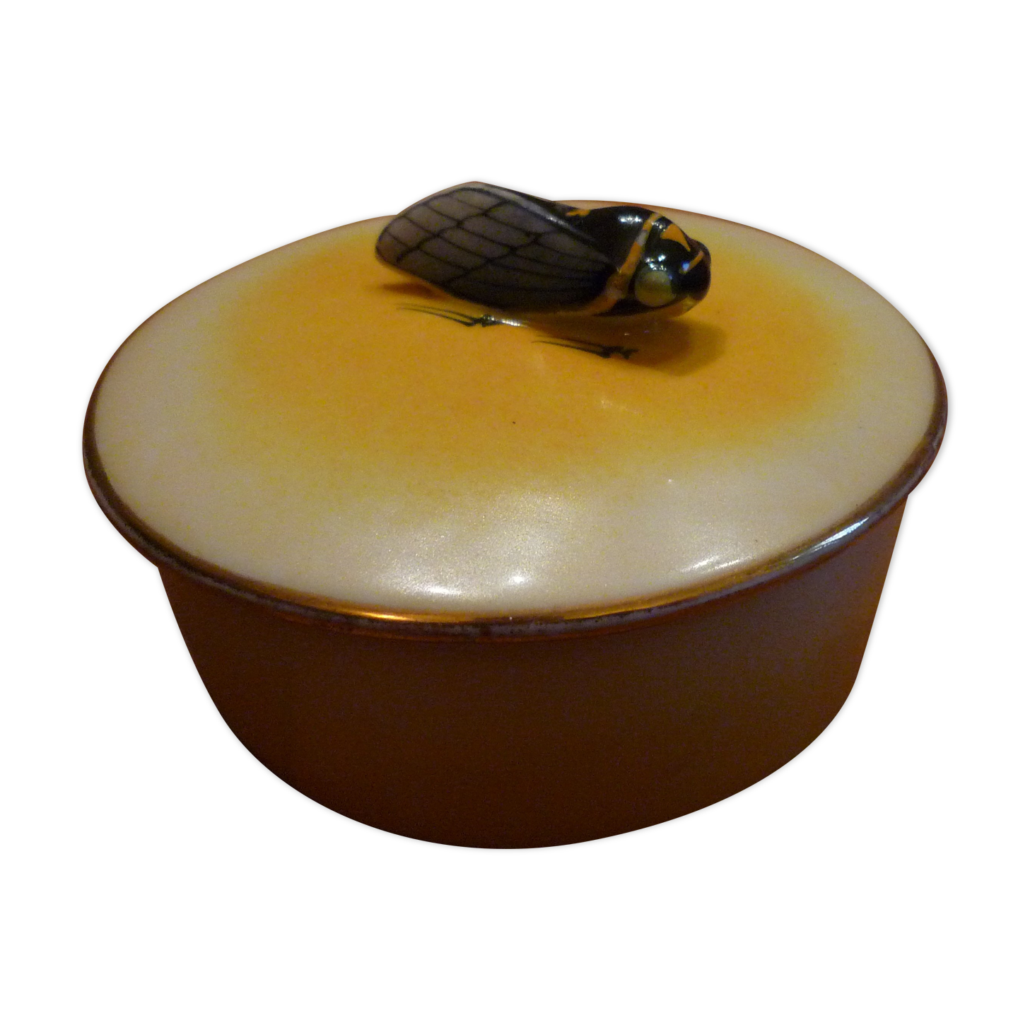 Small old box / candy maker, cicada decoration, Limoges porcelain DADAT