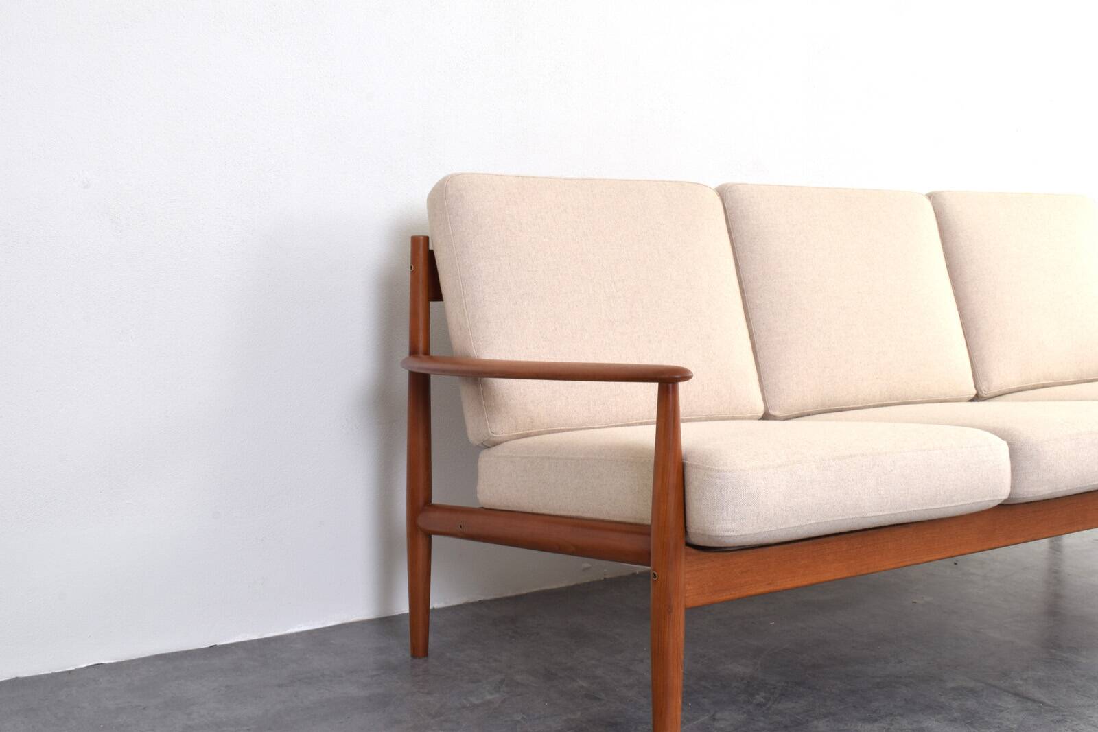 Mid-Century Danish Teak & Wool Sofa by Grete Jalk for France & Søn