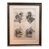 Old Engraving Nose Nasal Cavity NICOLAS HENRI Jacob Bourgery Medical Anatomy