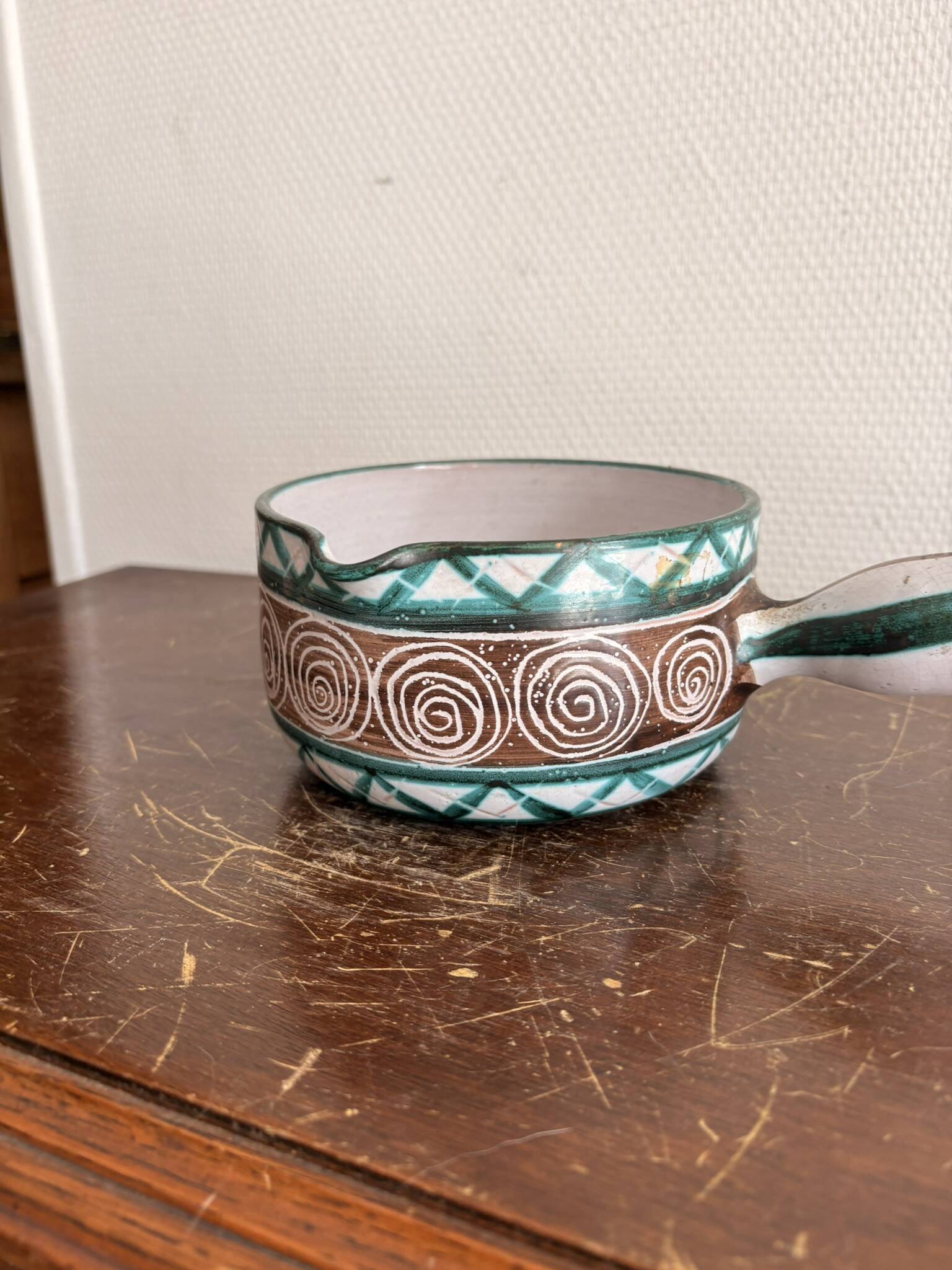 Frying pan Casserole dish flat Ramekin Ceramic Vallauris Robert Picault Vintage