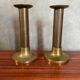 Antique Pair Of Vintage Brass Column Candle Holders