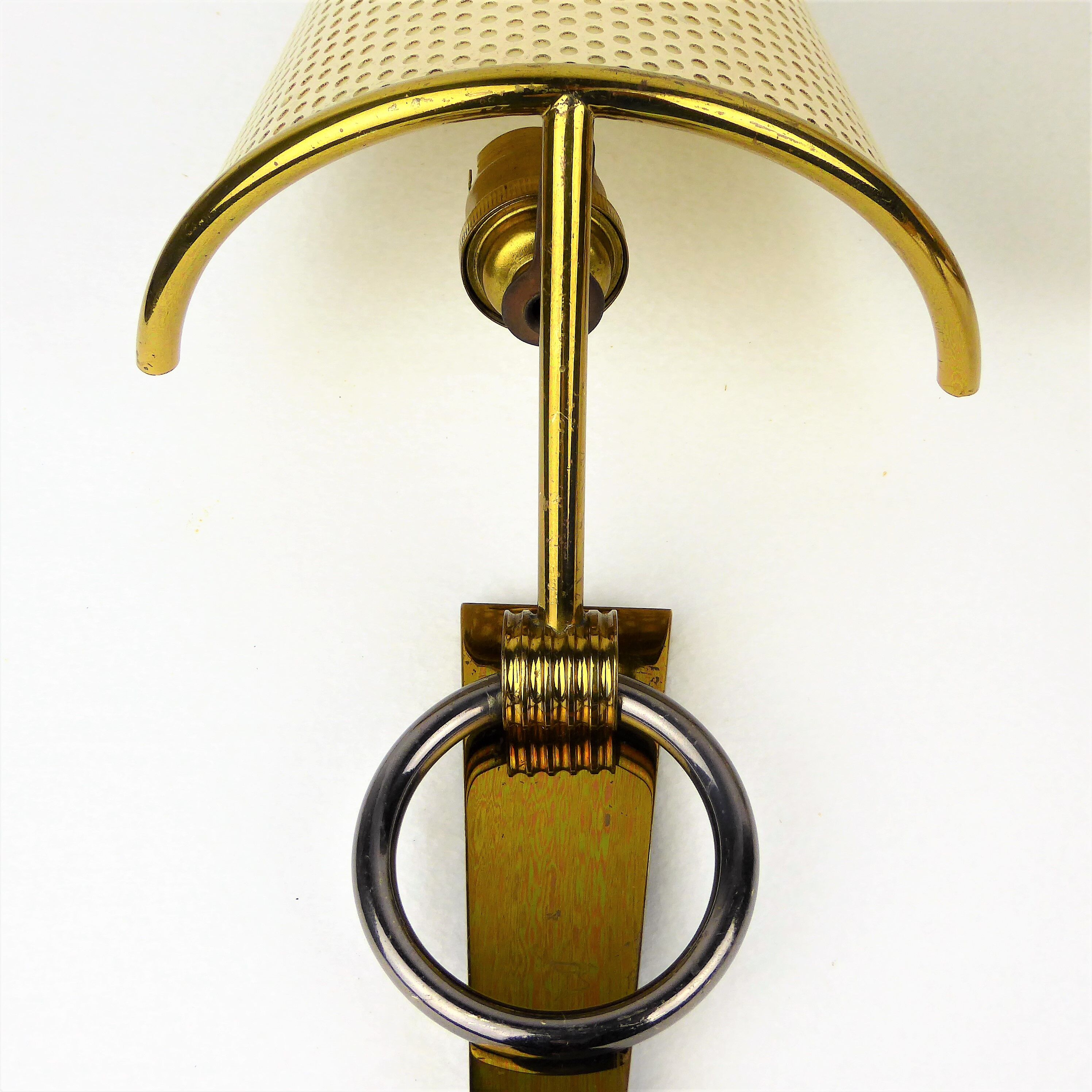 "Ring" sconces Lunel perforated metal, 1950
