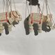 Set of 5 antique Anglo Indian elephant marionettes, puppets
