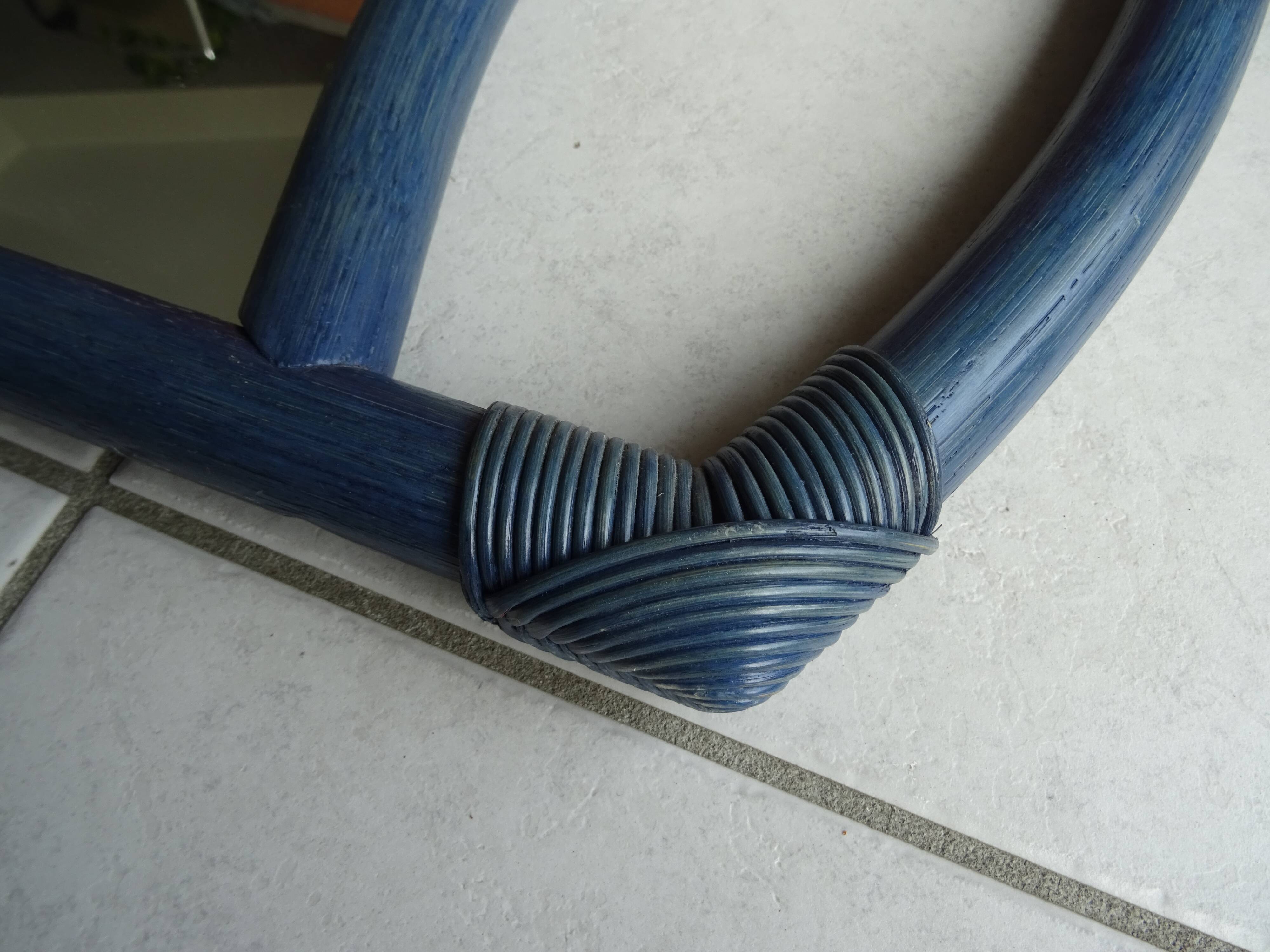 Bamboo mirror half circle 70/80s - 97x76cm