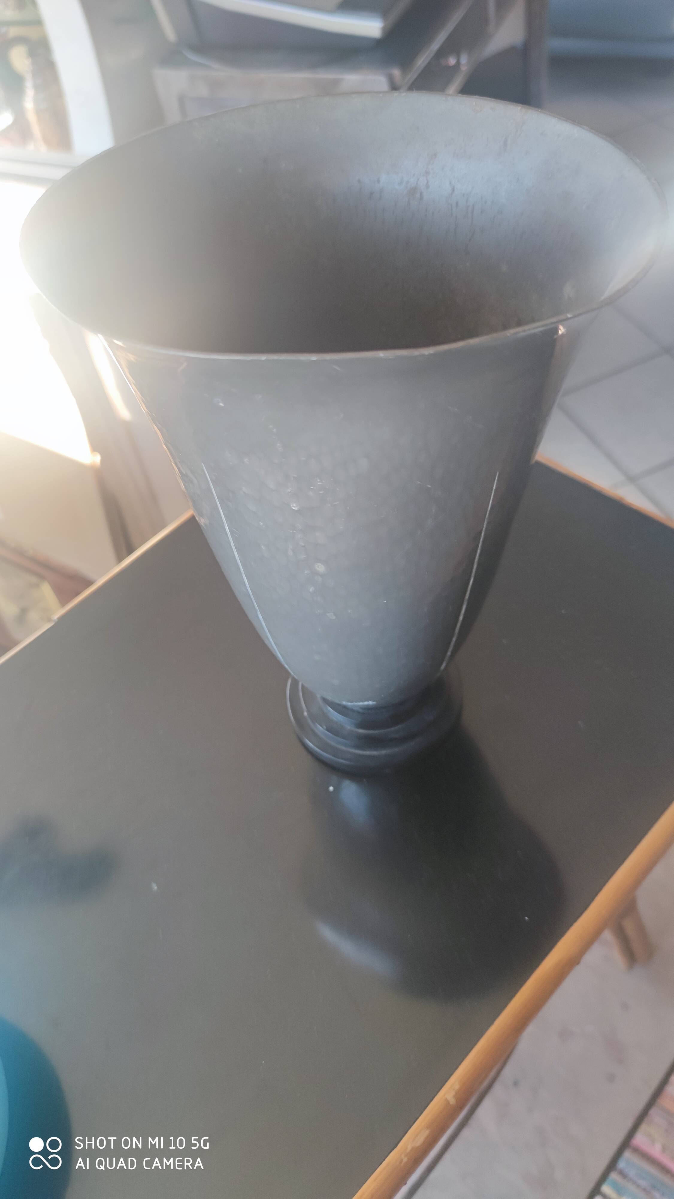 Hammered pewter vase, 1930, by Pierre Amédée Plasait