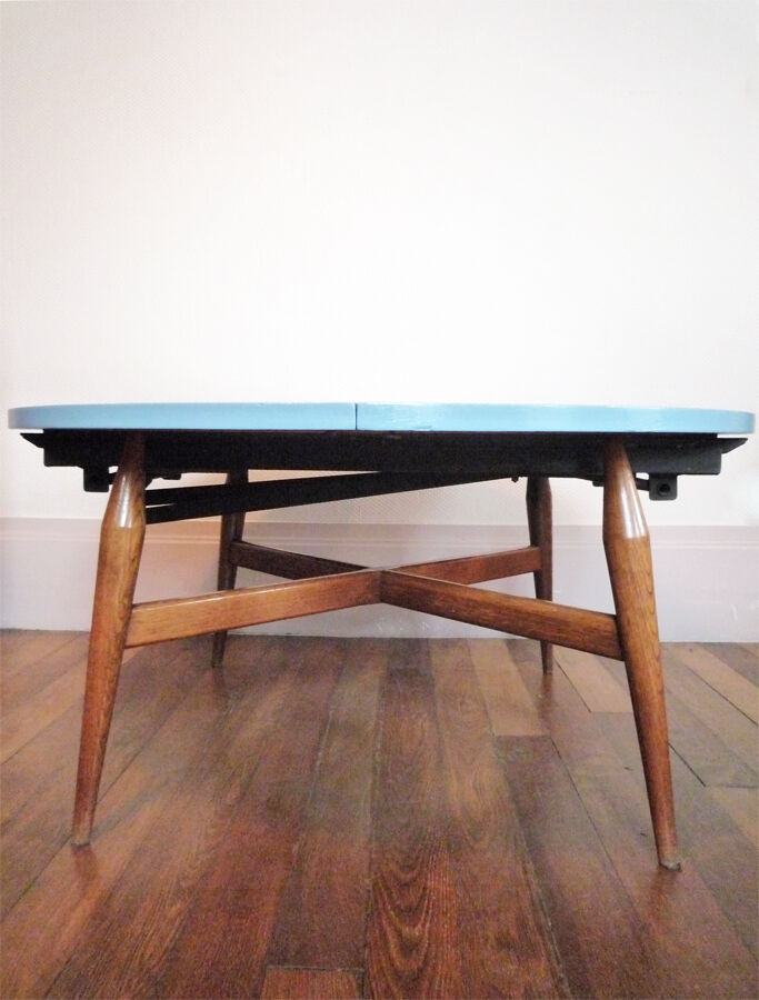 Scandinavian coffee table"smørrebrød" blue, 1960