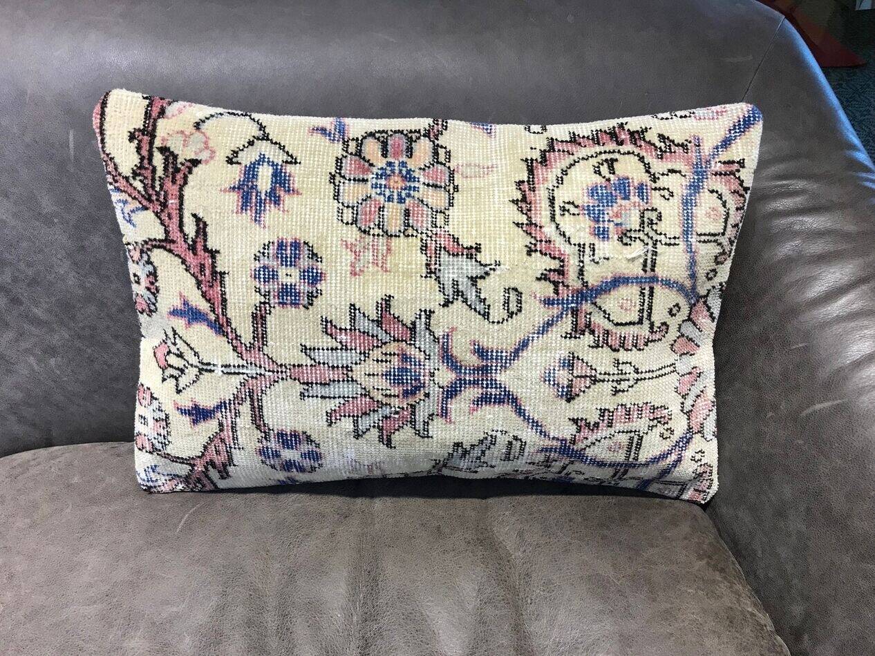 Housse de coussin lombaire en tapis décoloré 40x60 cm