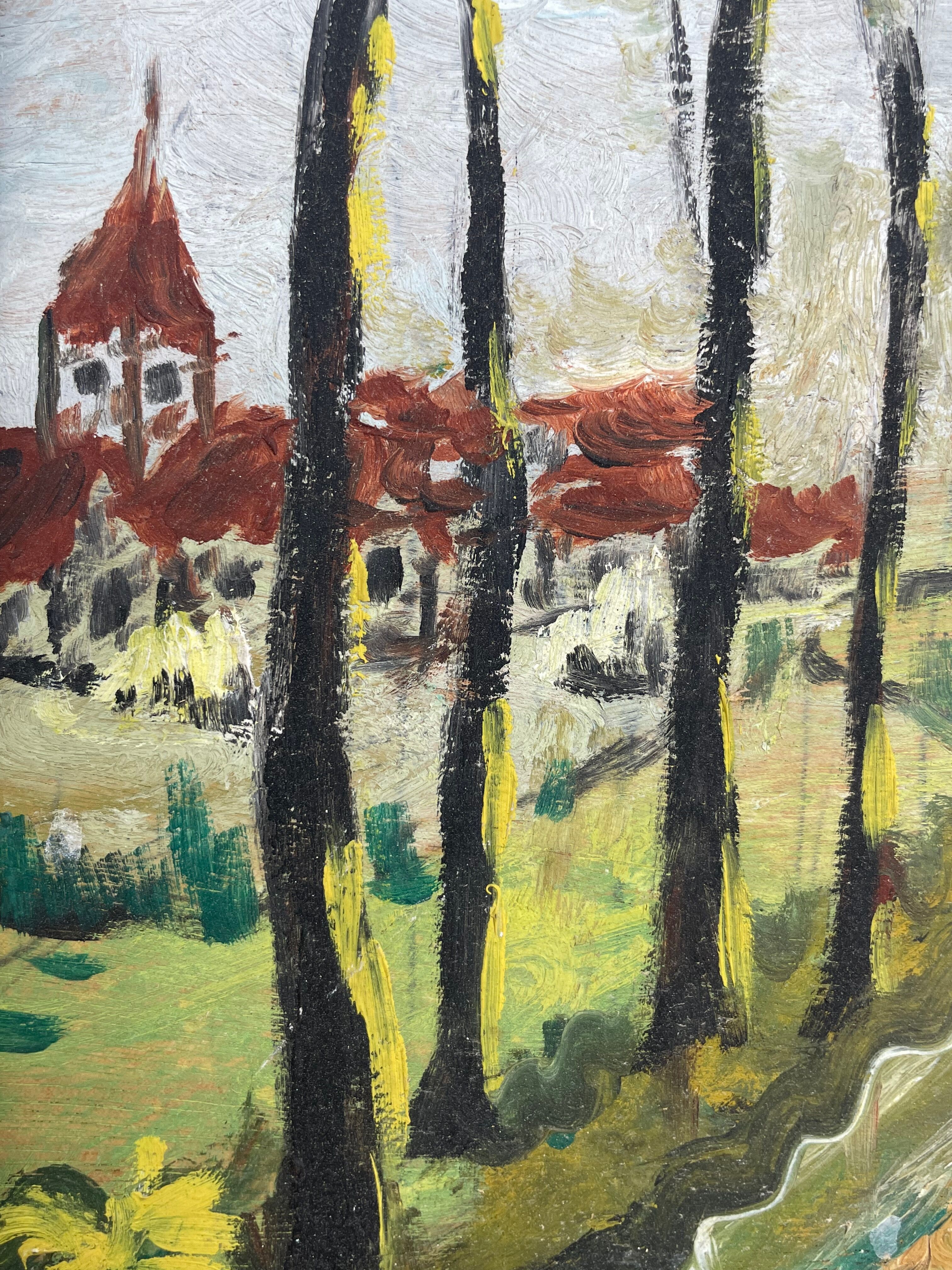 Old landscape painting in the taste of Utrillo XXth