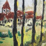 Peinture ancienne paysage dans le goût d'Utrillo XXe