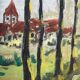 Peinture ancienne paysage dans le goût d'Utrillo XXe