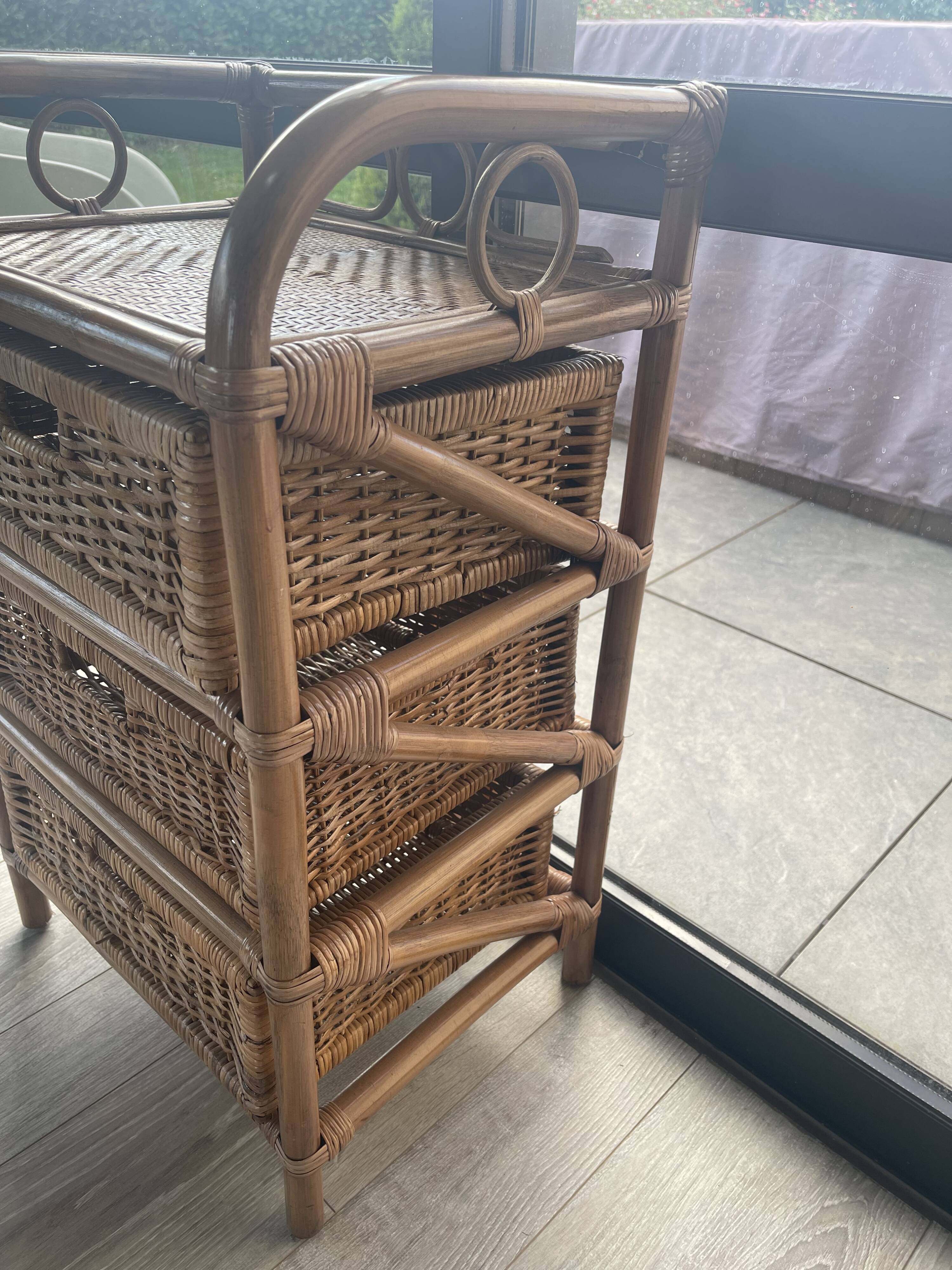 Rattan chest of drawers/bedside table