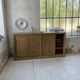 Large row of solid oak loom sliding doors