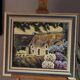 Oil on canvas framed – House with hydrangeas, Yvonne Sellier