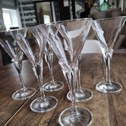 Set of 6 vintage white wine glasses in Light & Music crystal model Florian by Luigi Bormioli