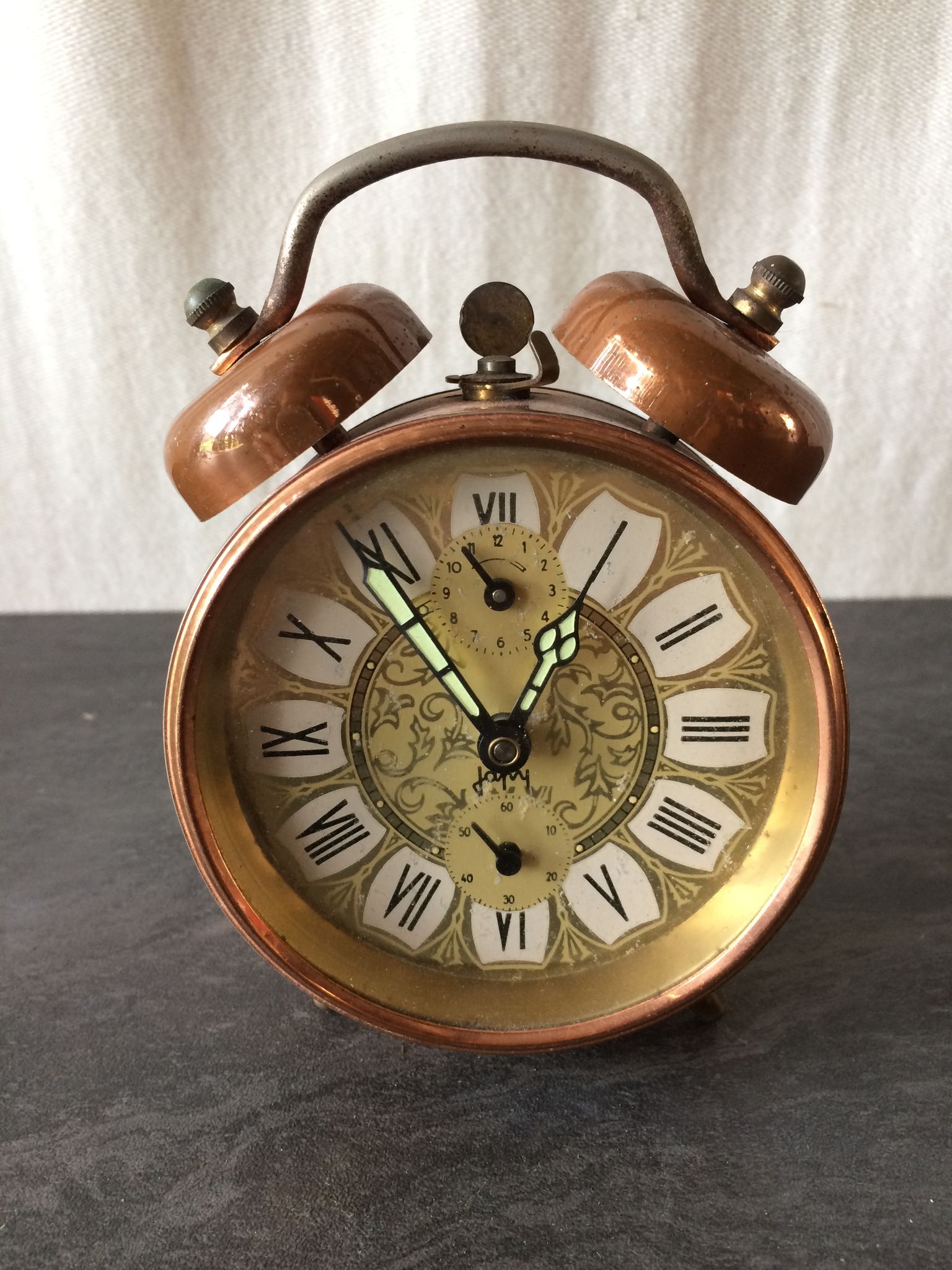 Réveil Japy cuivre décoration années 70 vintage