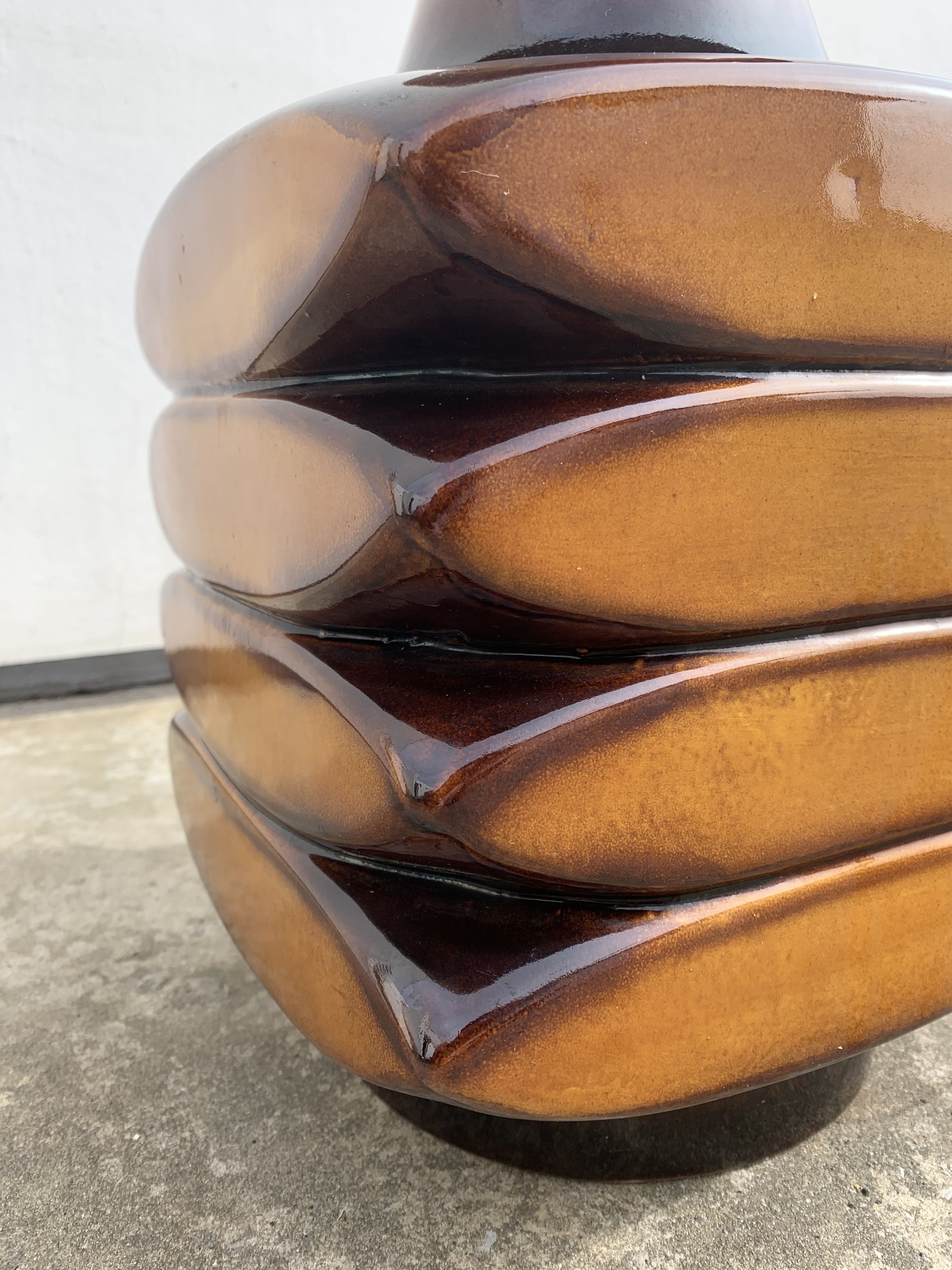 Cari Zalloni yellow brown ceramic lamp foot 1970