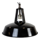 Lampe à suspension industrielle en émail noir français de mazda, années 1960