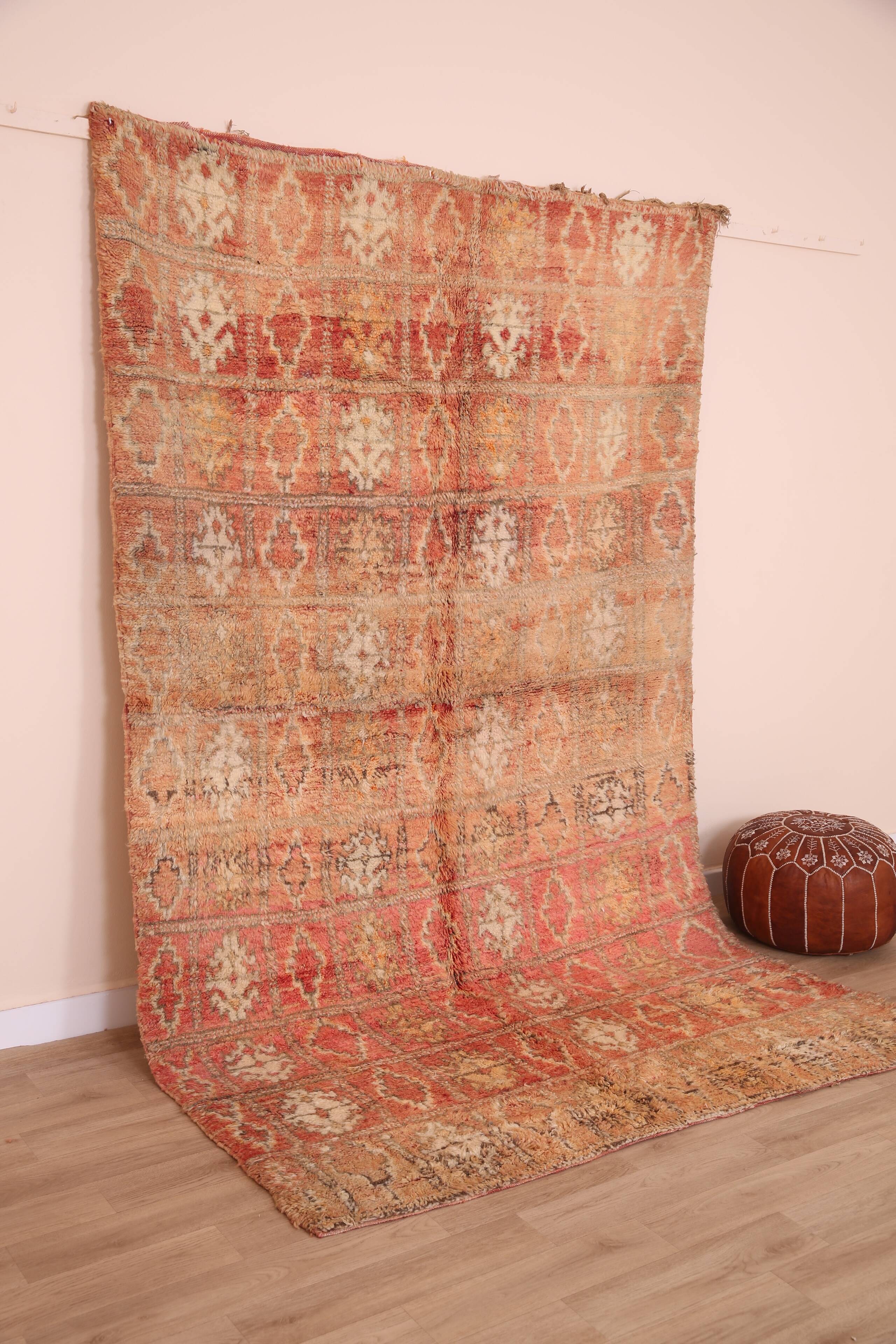 Peach Vintage Moroccan Rug 176 x 287 cm, Berber Wool Rug, Handmade Boho Rug