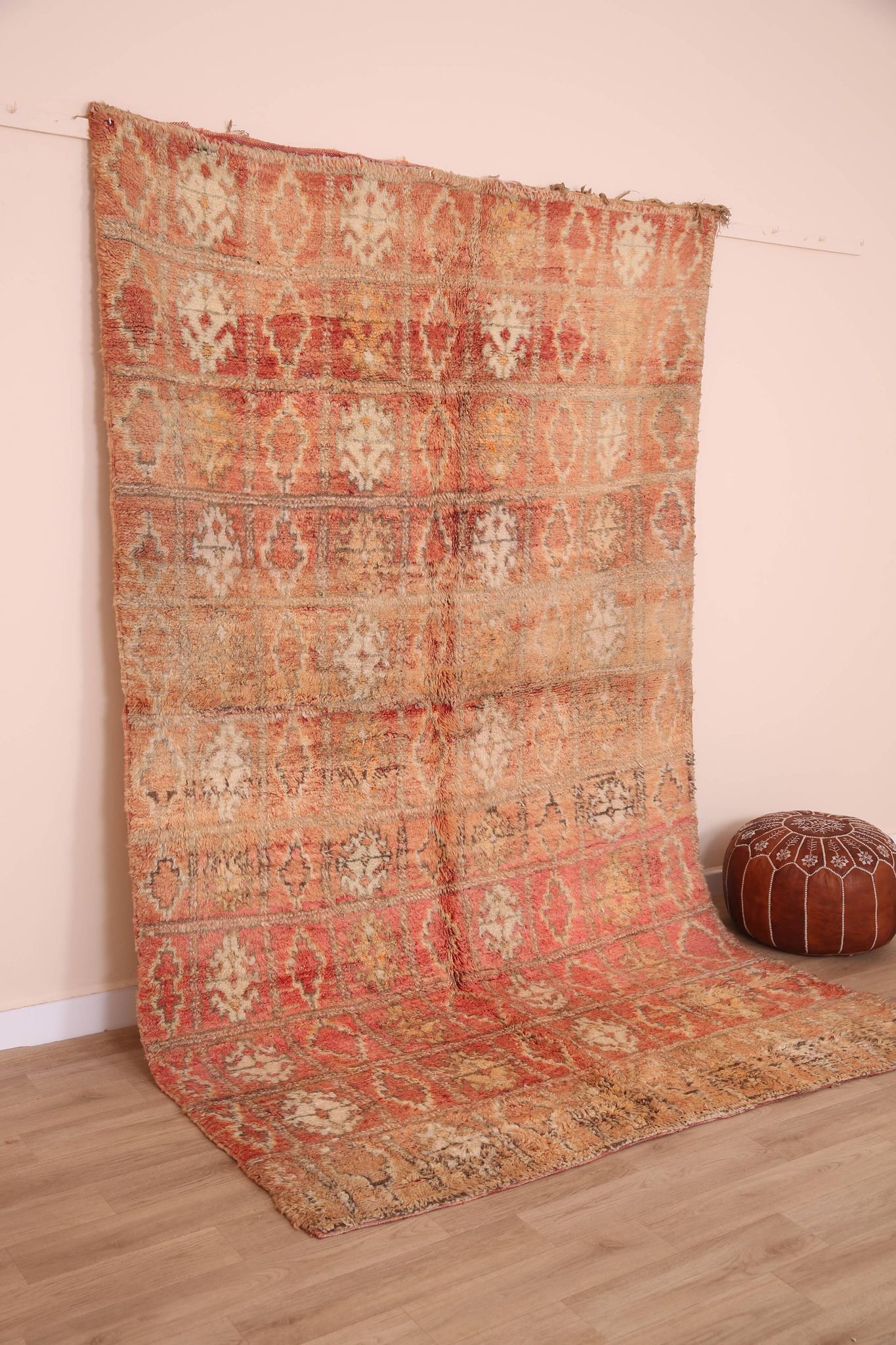 Peach Vintage Moroccan Rug 176 x 287 cm, Berber Wool Rug, Handmade Boho Rug